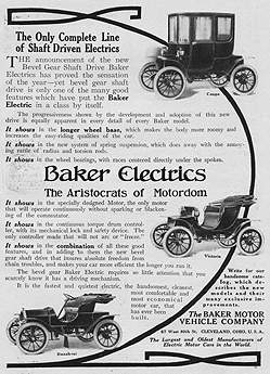 Baker Electric, Anzeige aus dem Jahr 1910