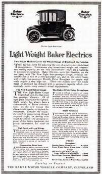 Baker Electric, Anzeige vom 21.11.1914