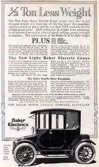Baker Electric, Anzeige vom 02.01.1915
