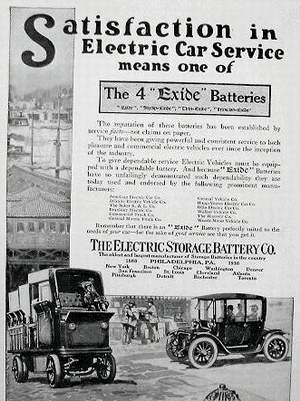 Exide Batteries, Anzeige aus dem Jahr 1916