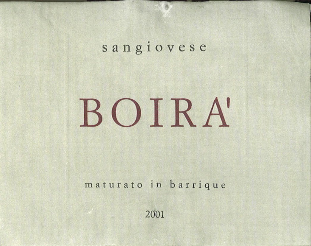 Textdekoration: Cantina Aurora, sangiovese, BOIRA', 2001